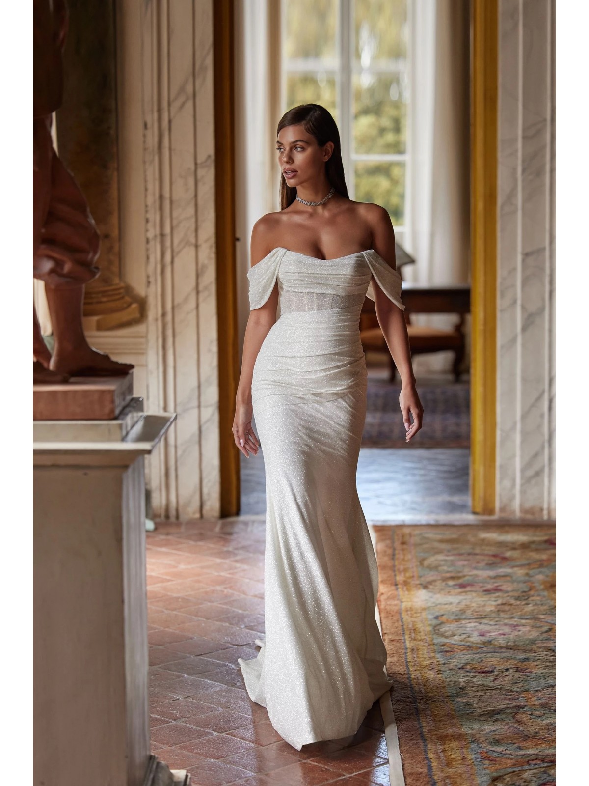 Luxury Wedding Dress/ Detachable Off-shoulder Straps and Hooks-expanders Back Fastener - Enchanted Whisper - LIDA-01349+DS.71.00